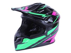 Шлем MD-911 черный с зеленым и малиновым S VIRTUE